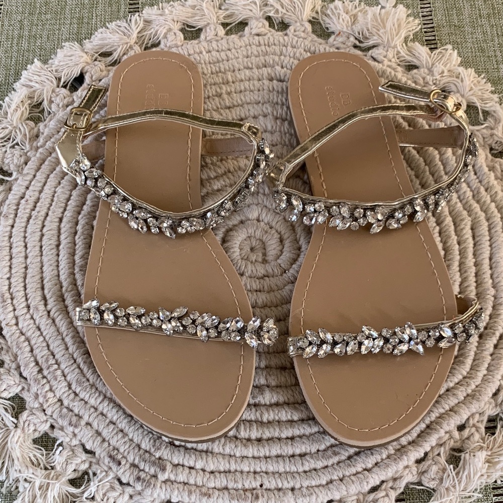 David's Bridal Silver Crystal Sandals: 8 Women’s